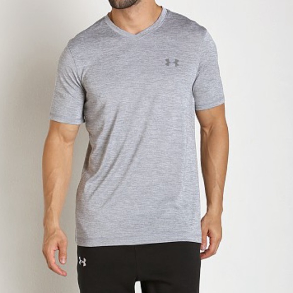 UNDER ARMOUR tech gray v neck short sleeve tee